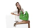 woman with green Handbags