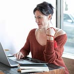 woman doing research