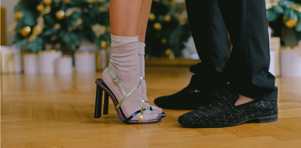 couple with custom shoes