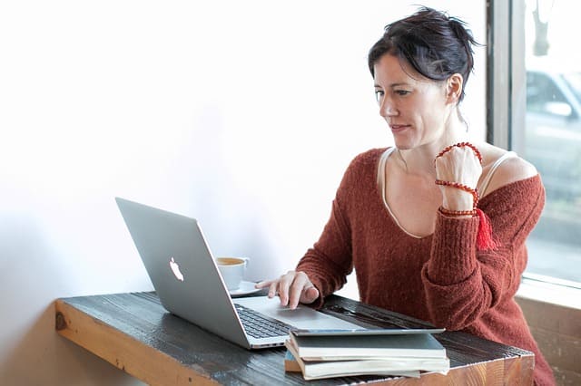 woman doing research